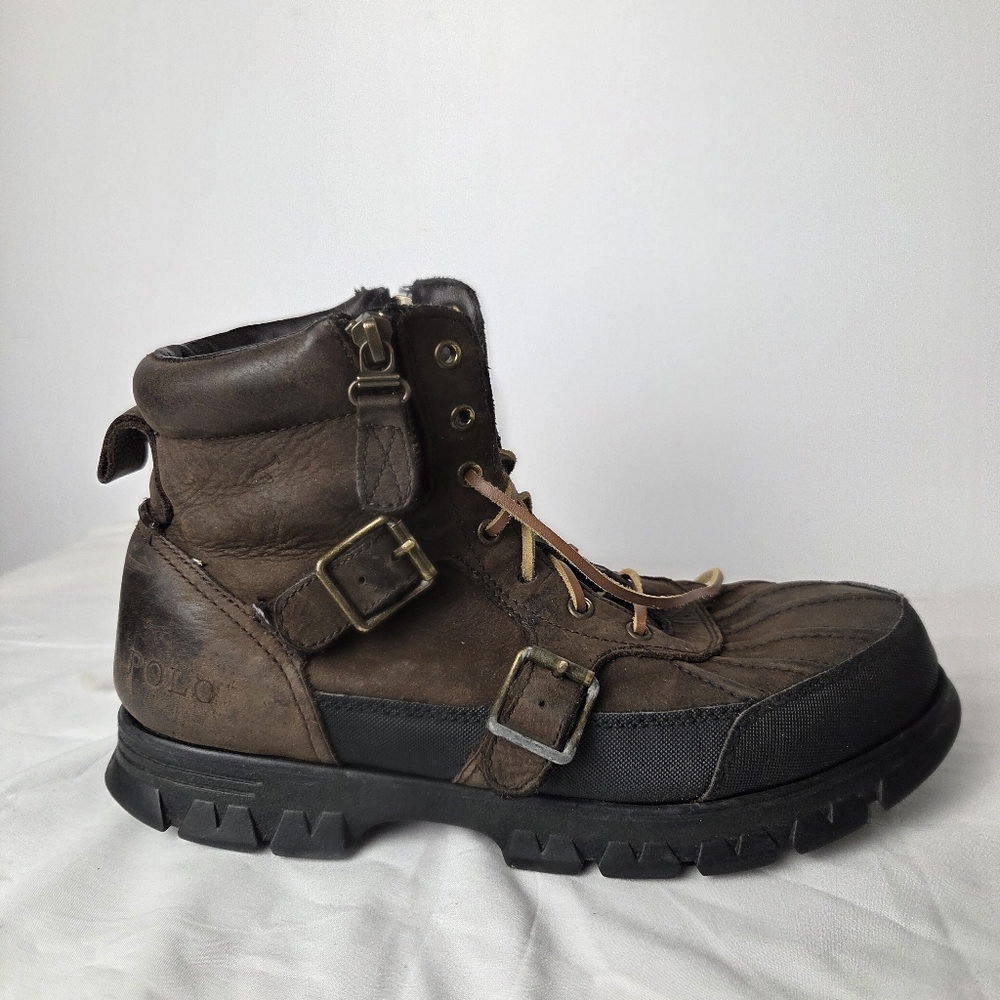 Polo Ralph Lauren Leather Duck Boots | Buckles Rugged Size 10 / 10.5 Steampunk - Picture 7 of 16